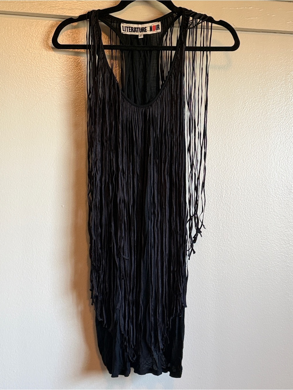Literature Noir Black Fringe Tank Dress